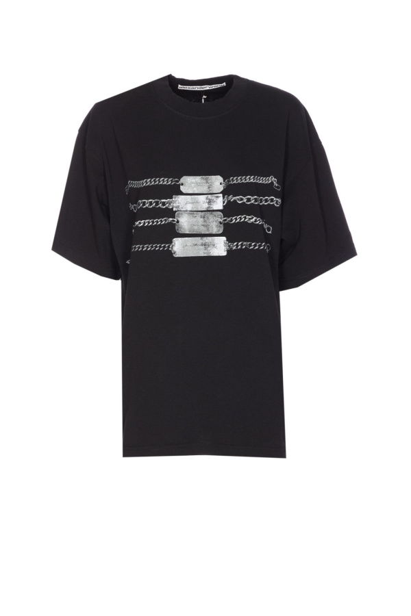 ALEXANDER WANG Short Sleeve Chain Graphic Tee - Black