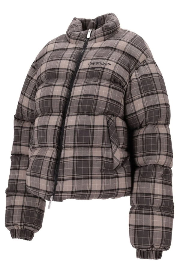 Off-White Spray Arr Check Flan Down Jacket - Dark Grey/Black