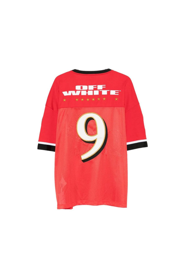 Off-White Type Logo Mesh Football Short Sleeve T-Shirt - Red/White
