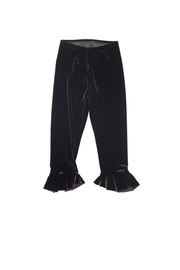 Simone Wild Velvet Volant Capri Pants - Black