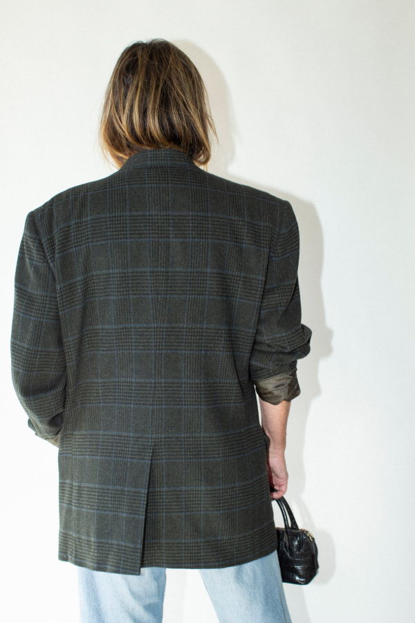 Vintage Plaid Wool Sport Coat