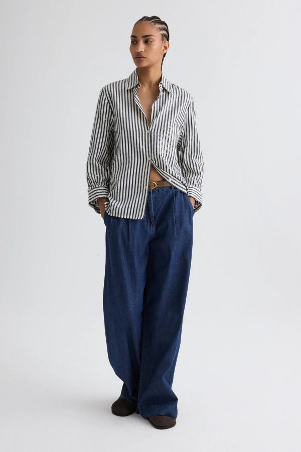 TWP Next Morning Shirt - Indigo/ White