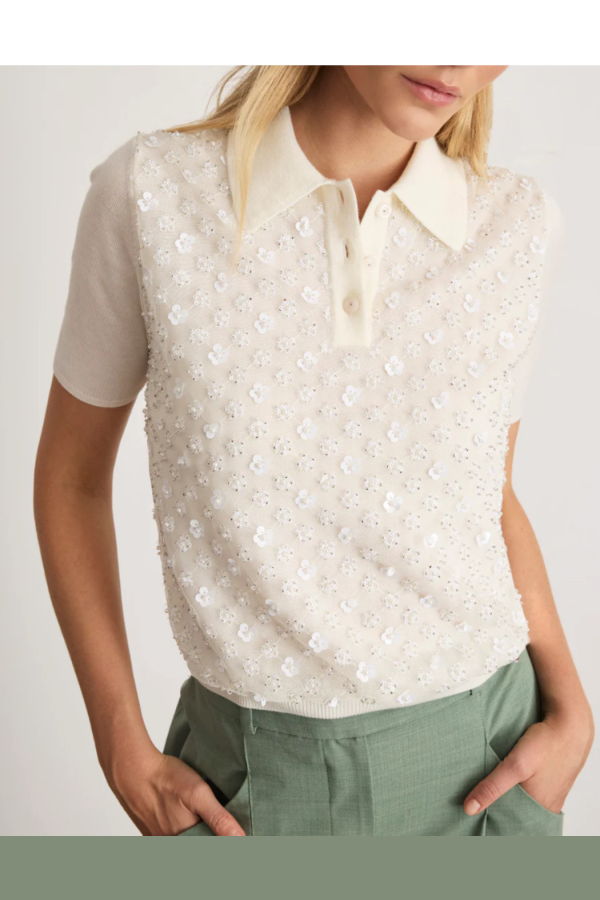 Tanya Taylor Camilla Knit Top - Cream