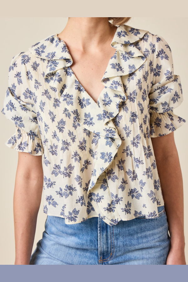 DÔEN Henri Top - Crème Pomegranate Bloom