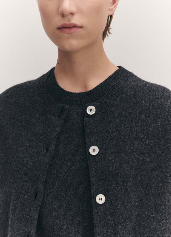 &Daughter Ada Crewneck Cardigan - Charcoal