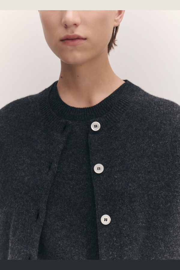 &Daughter Ada Crewneck Cardigan - Charcoal