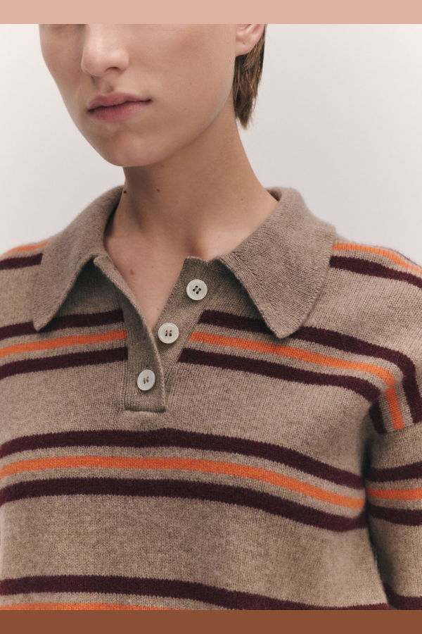 &Daughter Edith Polo Shirt - Dark Natural Stripe