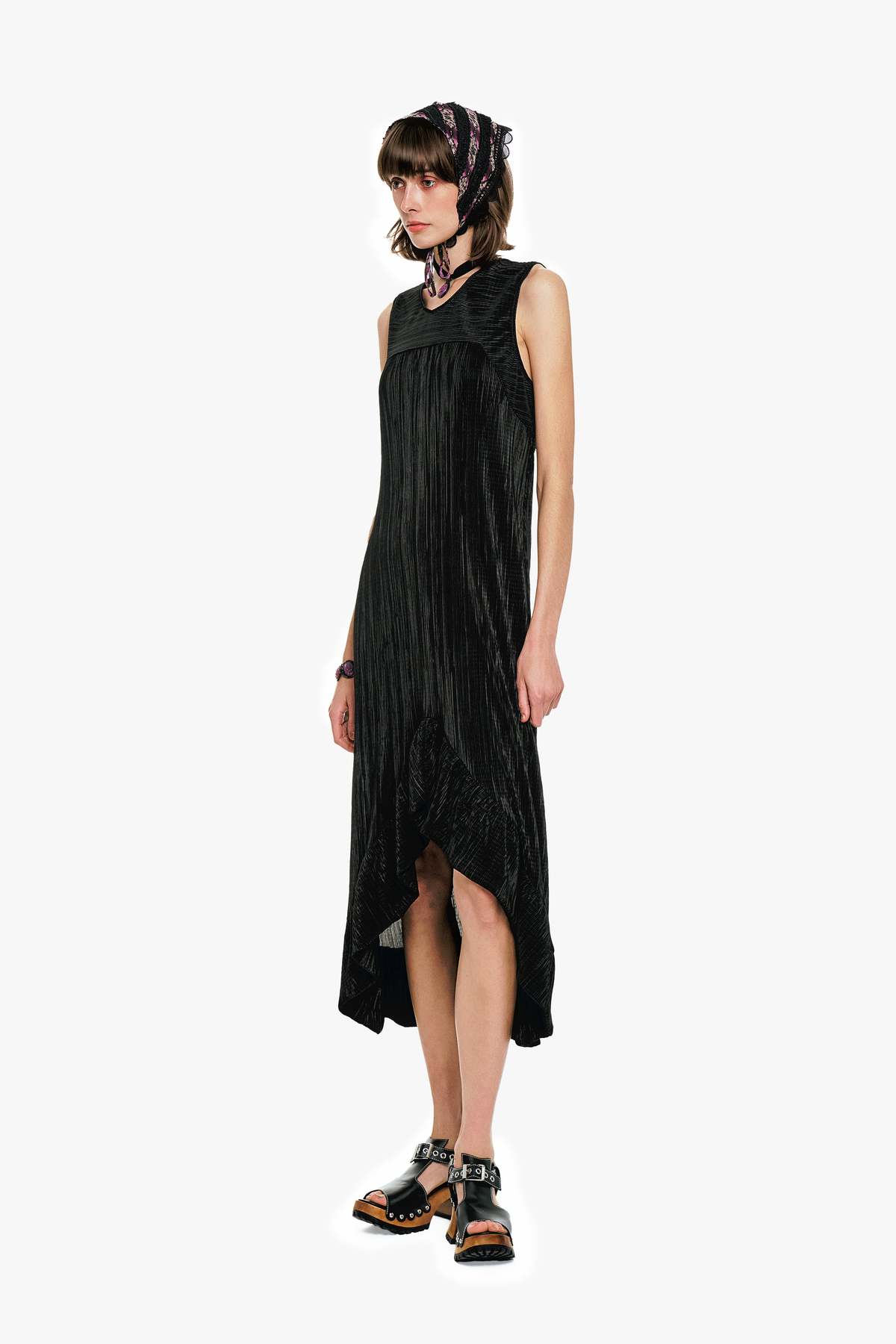 Anna Sui Plissé Hi-Low Dress - Image 3 of 6