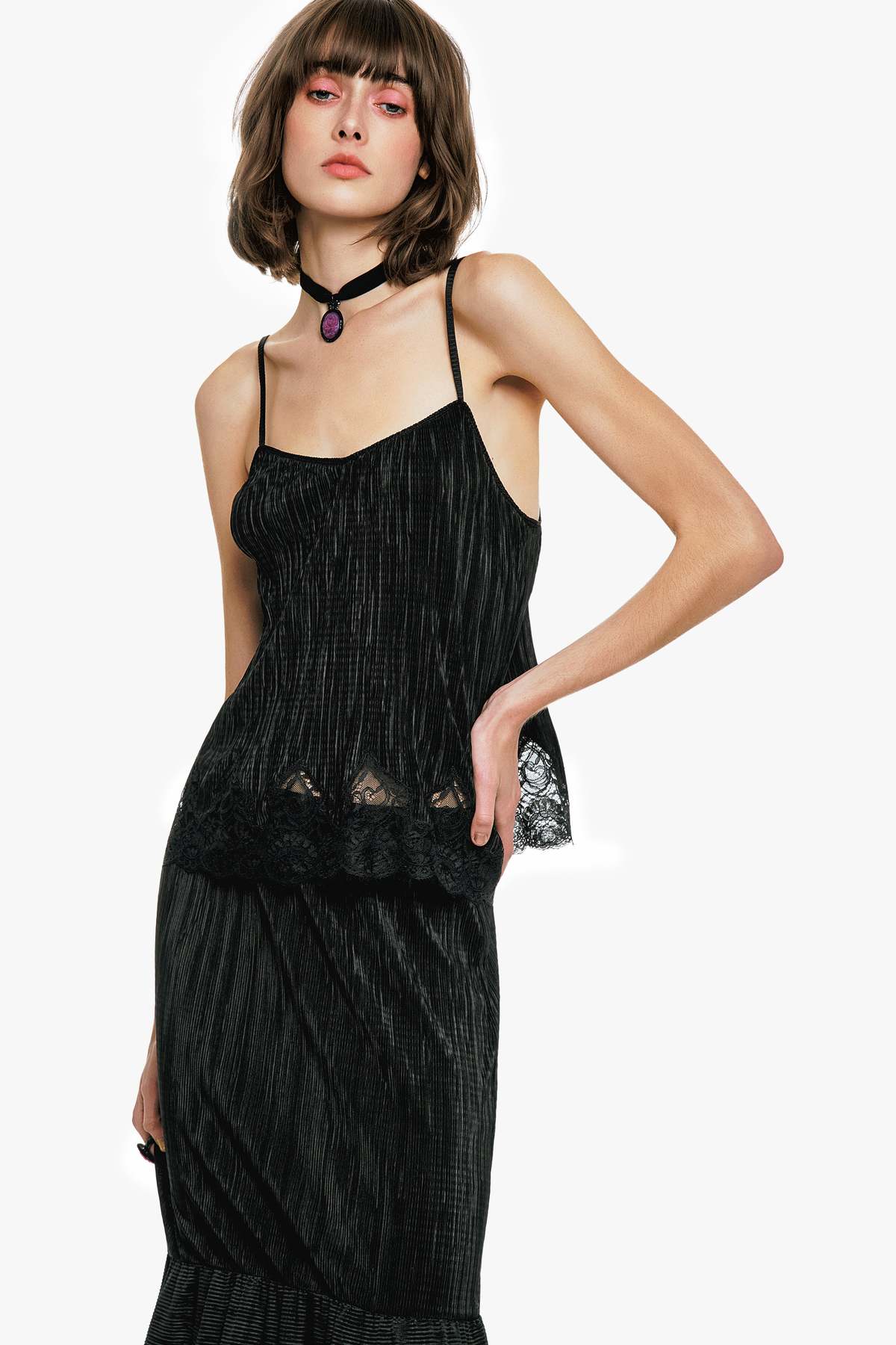 Anna Sui Pliss Lace Trimmed Cami Top - Image 6 of 8