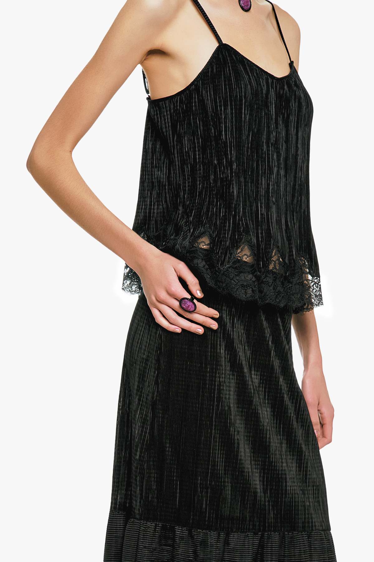 Anna Sui Pliss Lace Trimmed Cami Top - Image 8 of 8