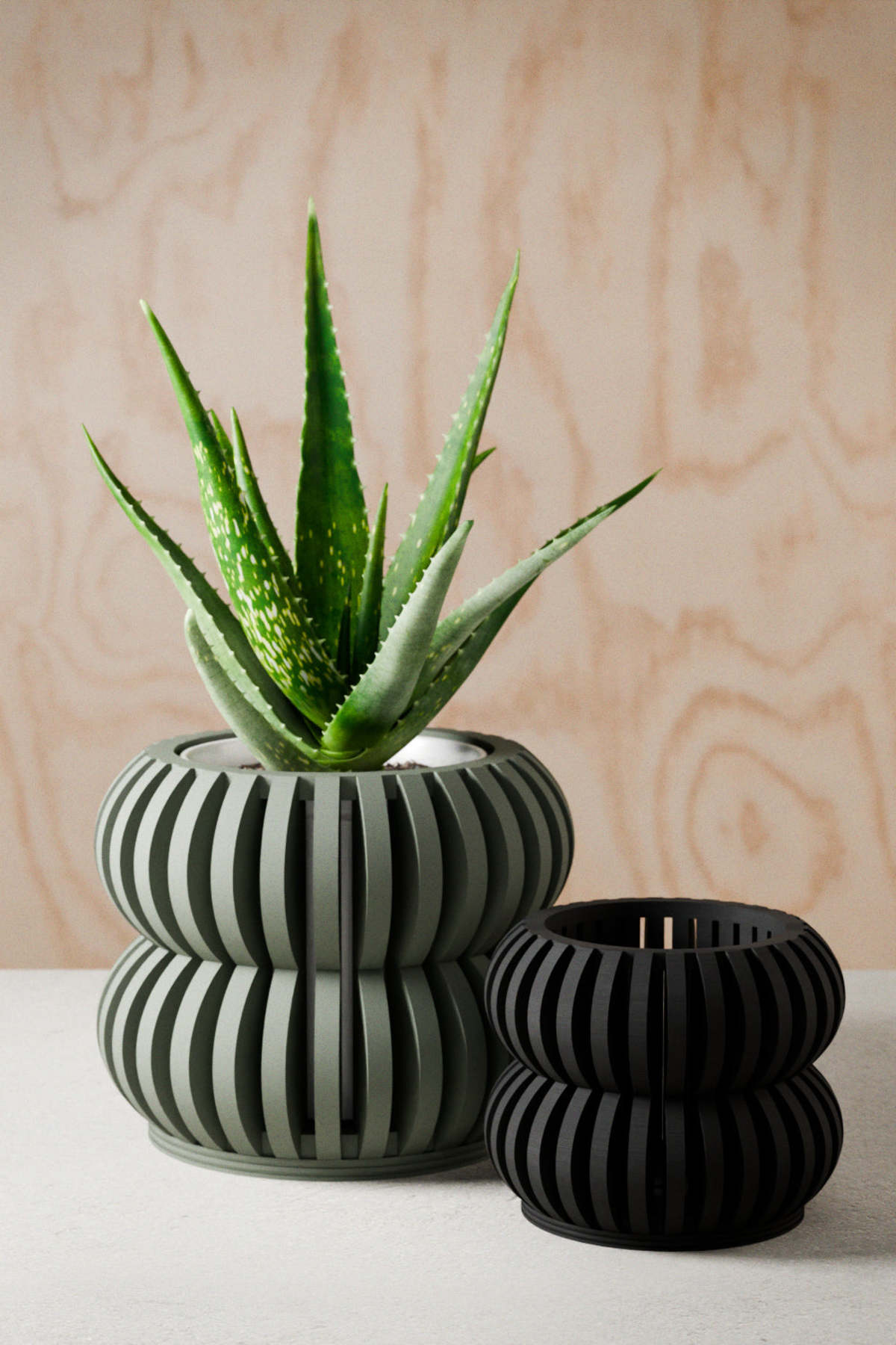 Modernized Pottery Orchid Planter Double Bubbles - Image 1 of 11