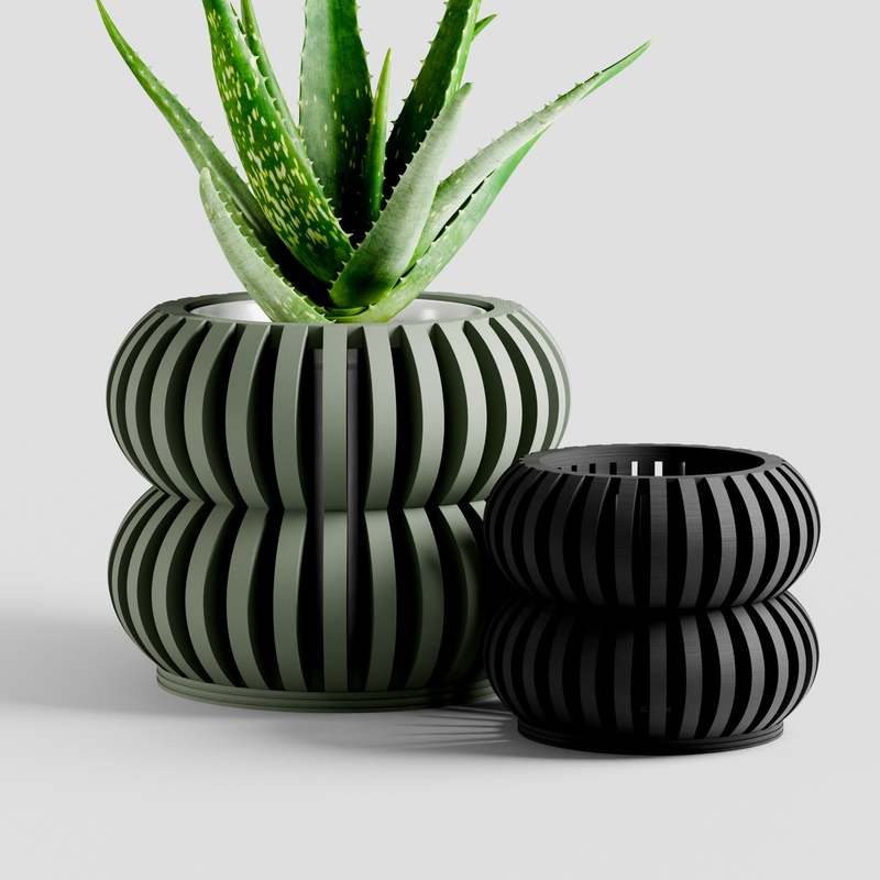Modernized Pottery Orchid Planter Double Bubbles