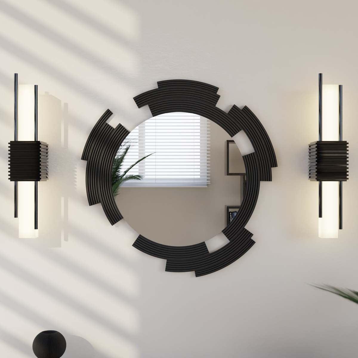 Modernized Pottery Sculpt Mirror - Image 5 of 13