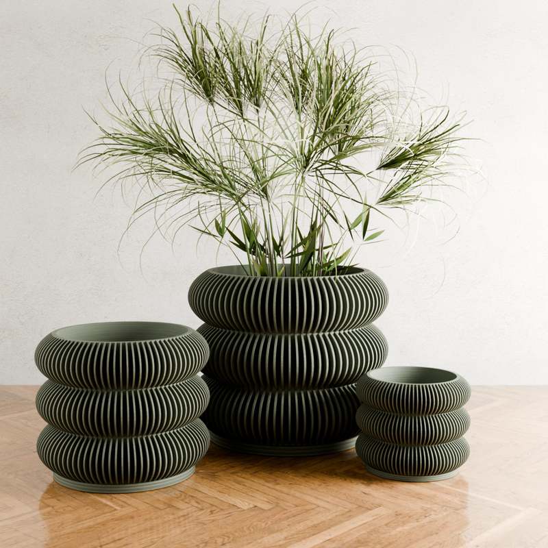 Modernized Pottery Triple Bubbles Planter