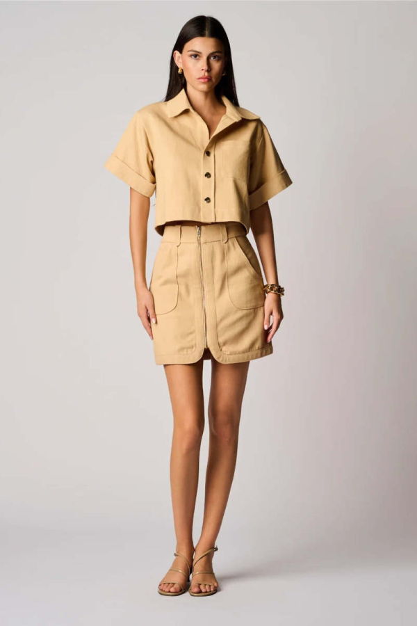 Hevron Nora Mini Skirt - Sandstone