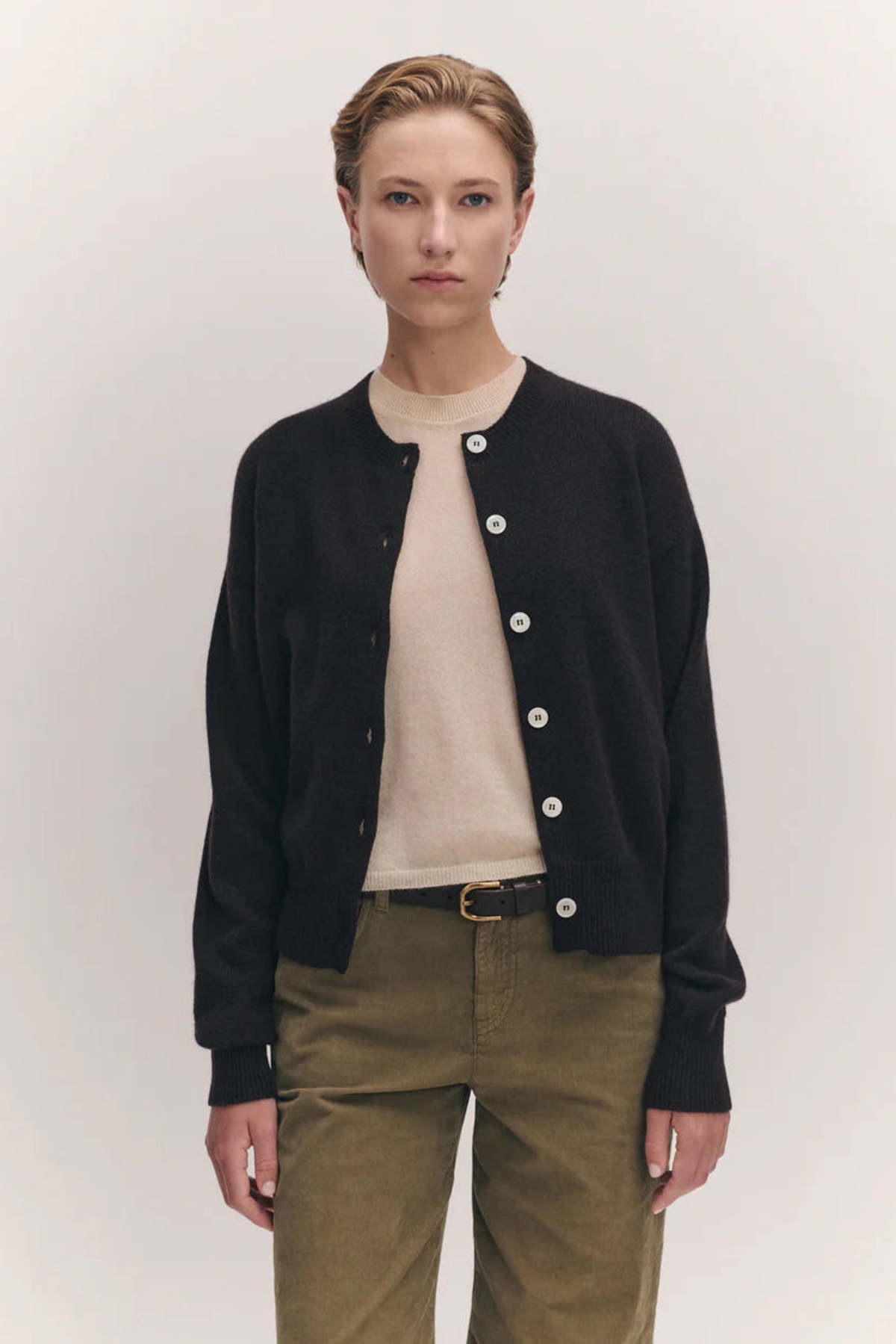 &Daughter Ada Crewneck Cardigan - Dark Brown - Image 1 of 3