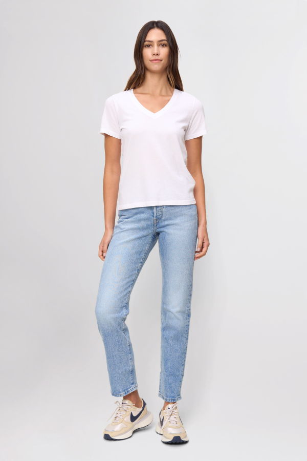 The Standard Stitch V Neck Tee - White