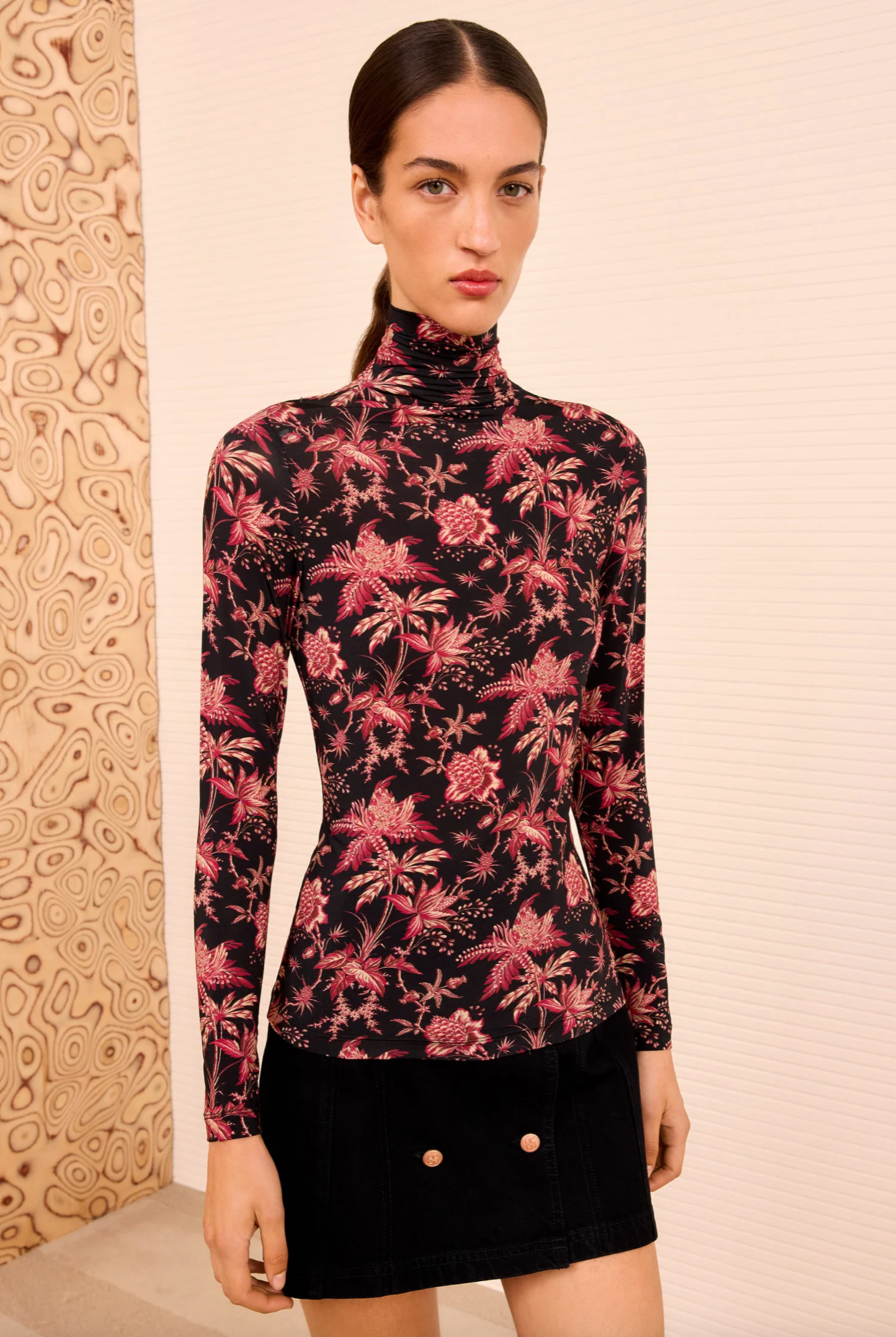 Ulla Johnson Aurelia Jersey Long Sleeve Turtleneck Top - Image 2 of 4