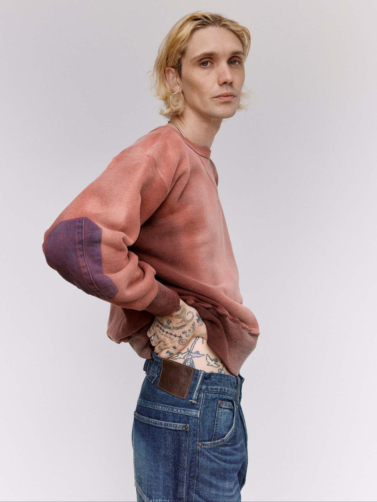 Taiga Takahashi LOT.603 Bleached Burgundy Cotton Sweatshirt - Image 2 of 8