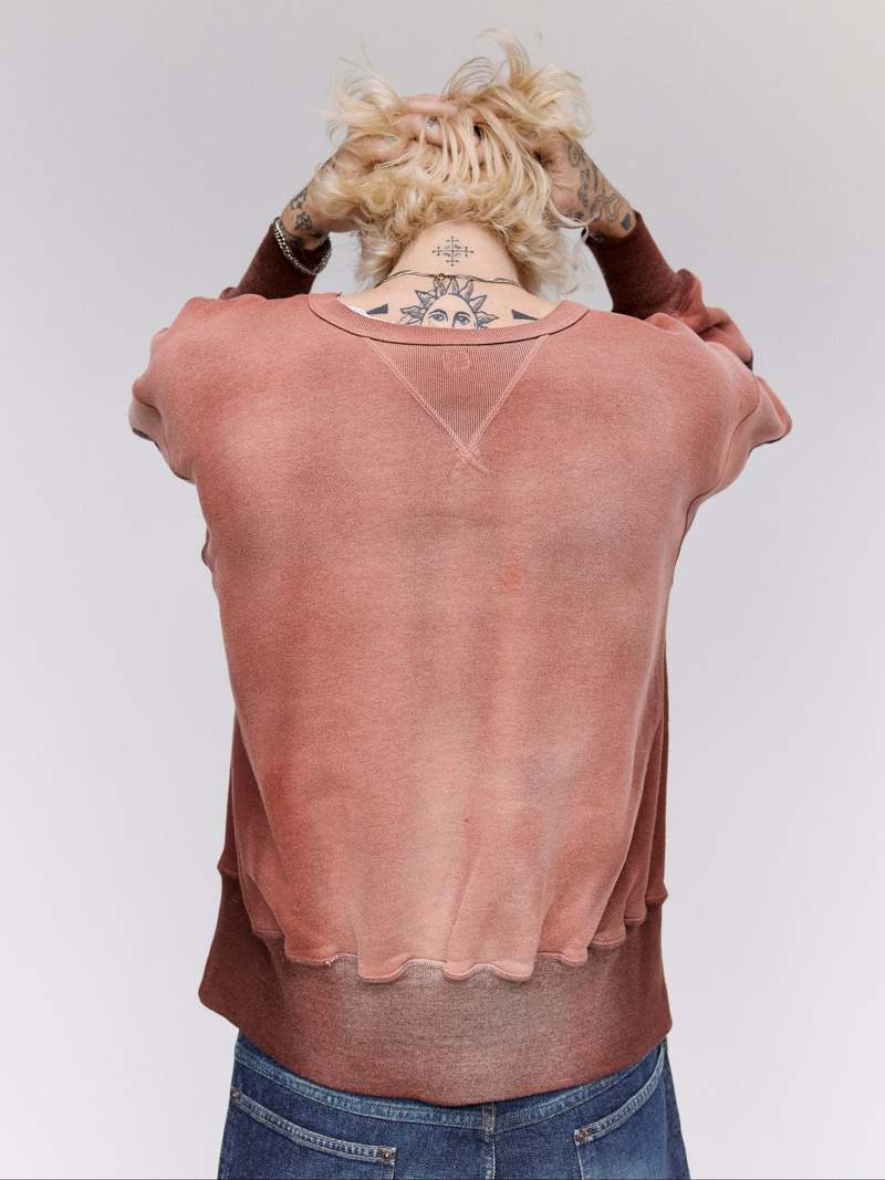 Taiga Takahashi LOT.603 Bleached Burgundy Cotton Sweatshirt