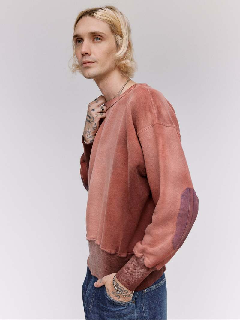 Taiga Takahashi LOT.603 Bleached Burgundy Cotton Sweatshirt