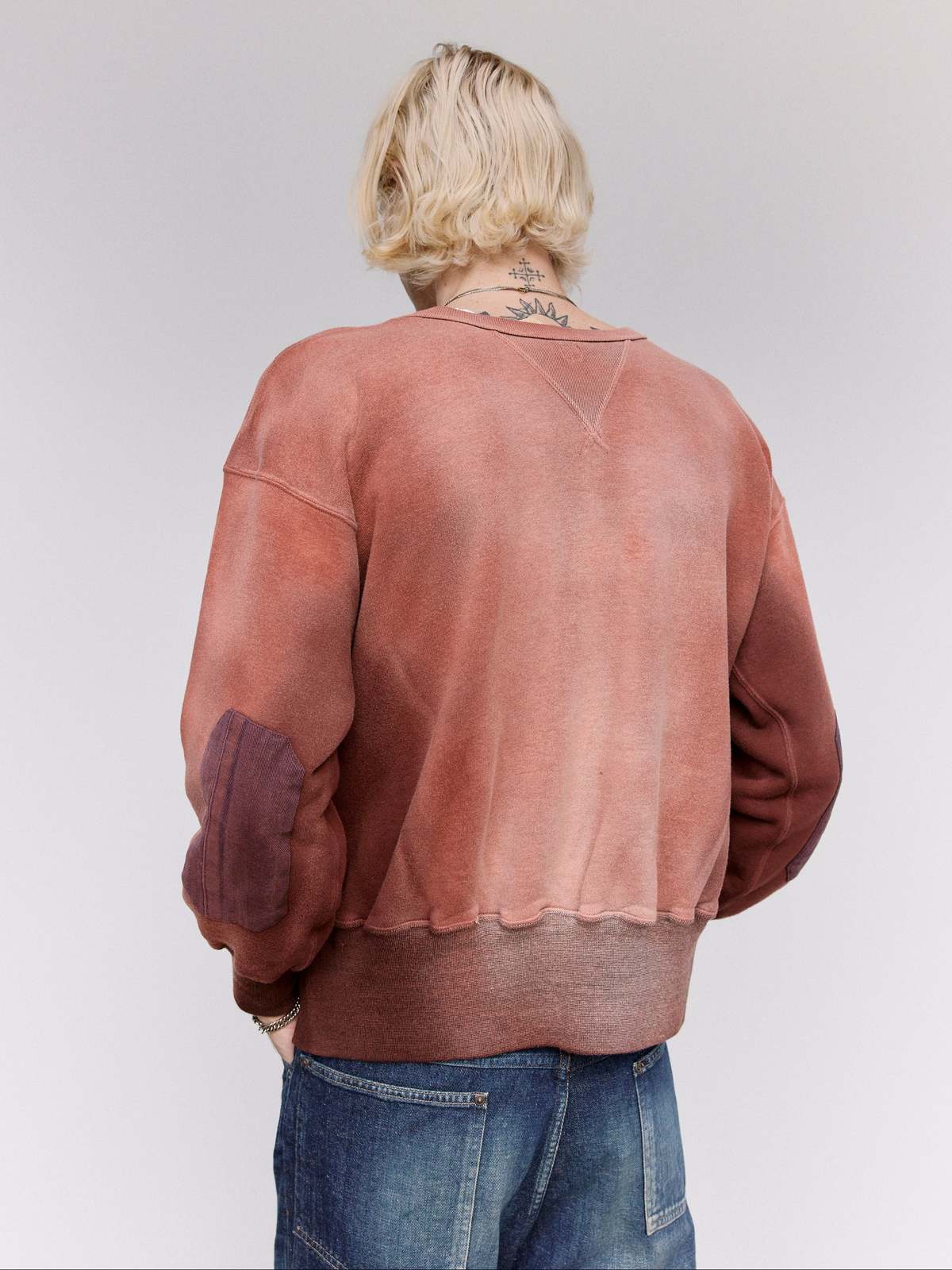 Taiga Takahashi LOT.603 Bleached Burgundy Cotton Sweatshirt - Image 5 of 8