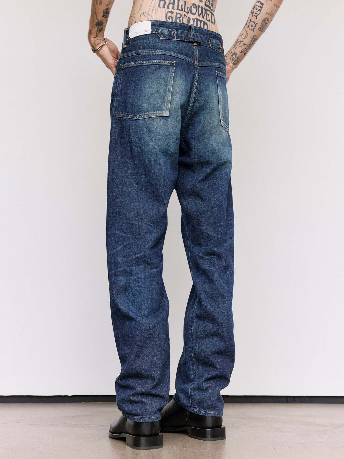 Taiga Takahashi LOT.702 Damaged Indigo Denim Trousers - Image 2 of 8