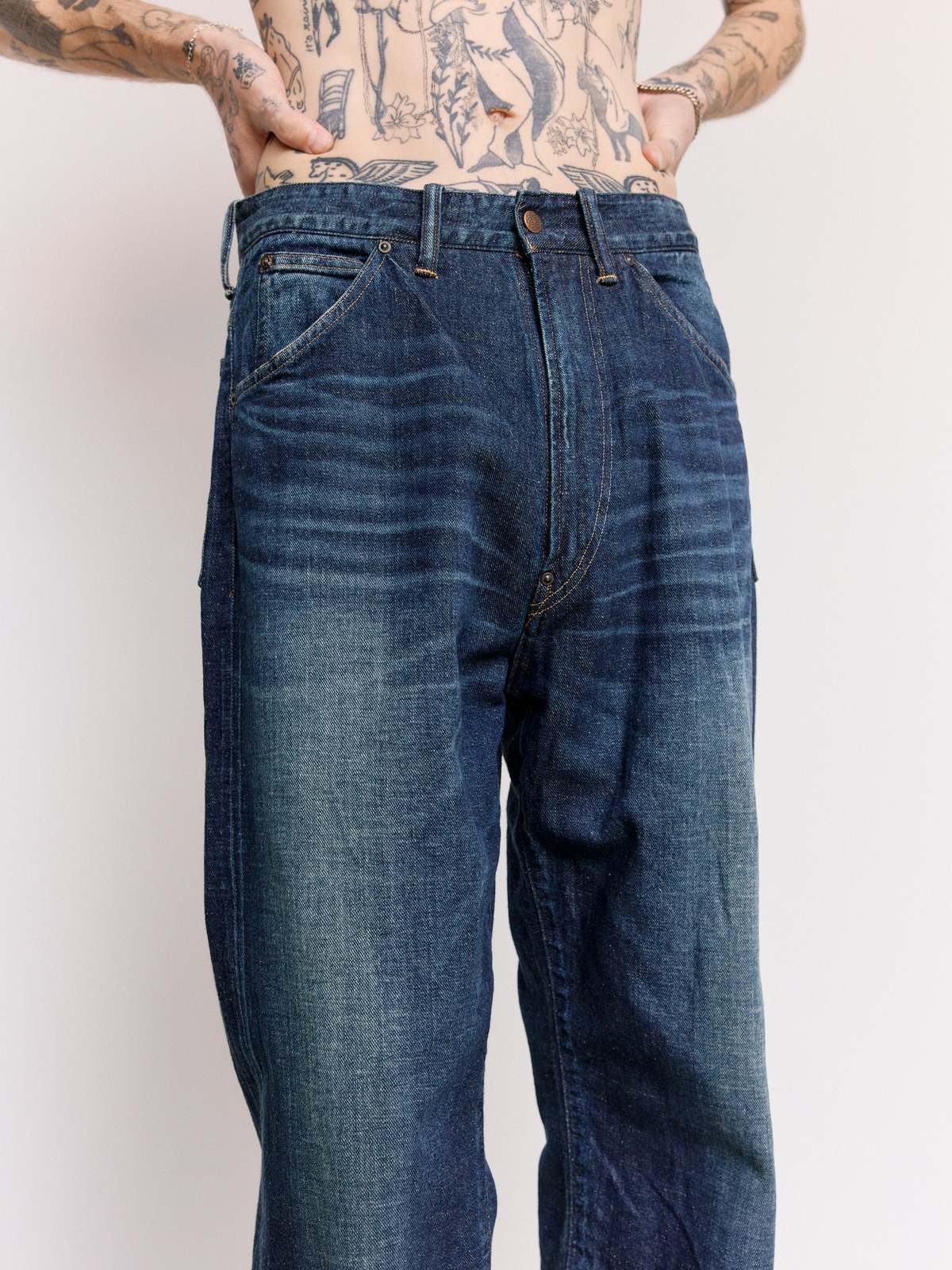 Taiga Takahashi LOT.702 Damaged Indigo Denim Trousers - Image 3 of 8