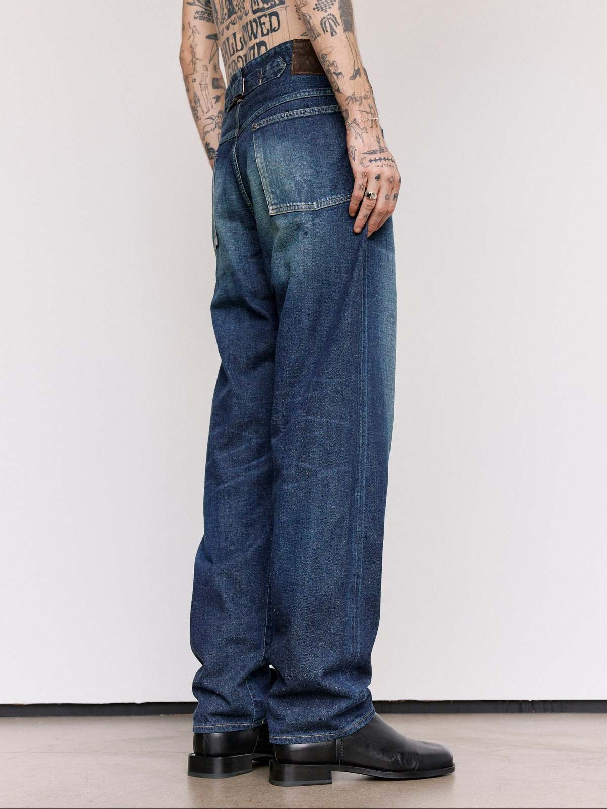 Taiga Takahashi LOT.702 Damaged Indigo Denim Trousers - Image 6 of 8