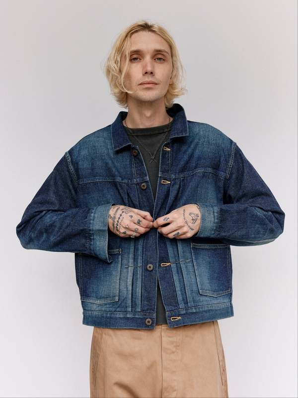 Taiga Takahashi LOT.714 Damaged Indigo Denim Jacket Side Panel