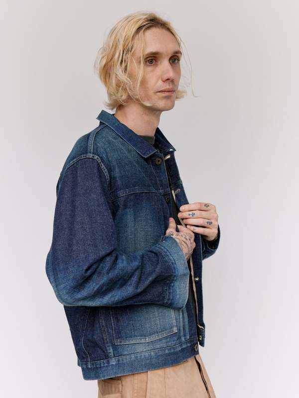 Taiga Takahashi LOT.714 Damaged Indigo Denim Jacket Side Panel