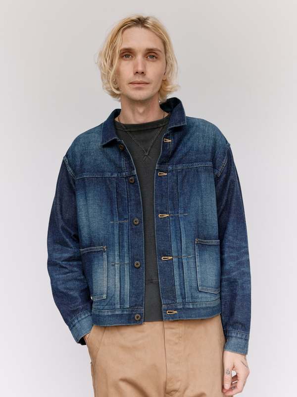 Taiga Takahashi LOT.714 Damaged Indigo Denim Jacket Side Panel