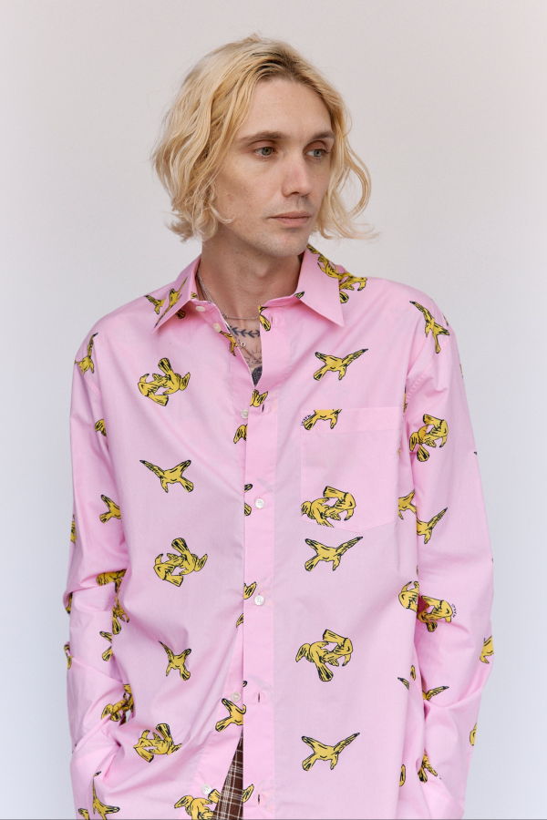 Marni Pink Gummy Poplin Cotton Ravens Shirt