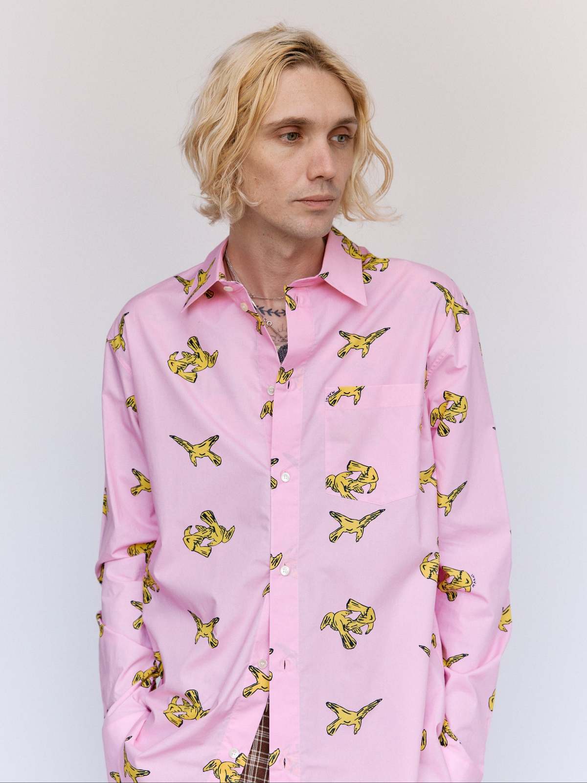 Marni Pink Gummy Poplin Cotton Ravens Shirt - Image 1 of 8
