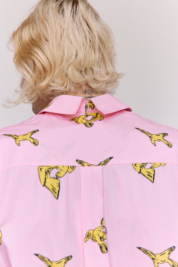 Marni Pink Gummy Poplin Cotton Ravens Shirt