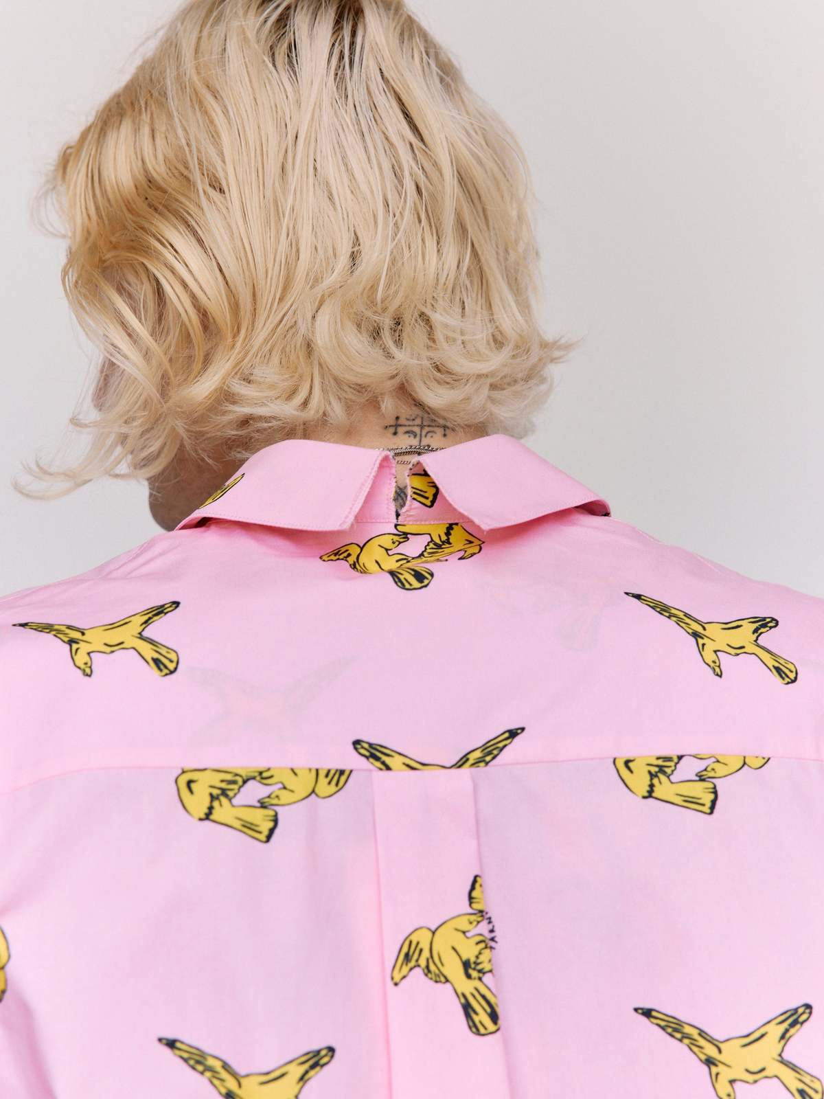Marni Pink Gummy Poplin Cotton Ravens Shirt - Image 2 of 8