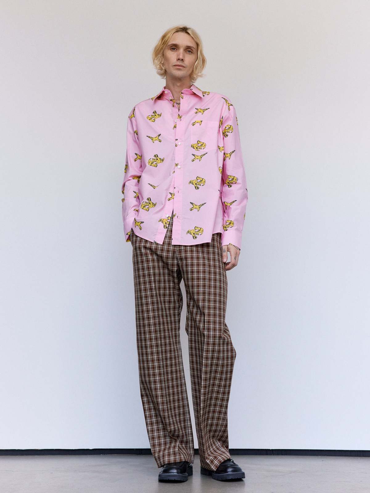 Marni Pink Gummy Poplin Cotton Ravens Shirt - Image 3 of 8