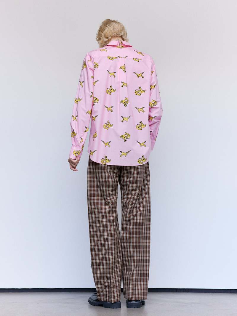 Marni Pink Gummy Poplin Cotton Ravens Shirt