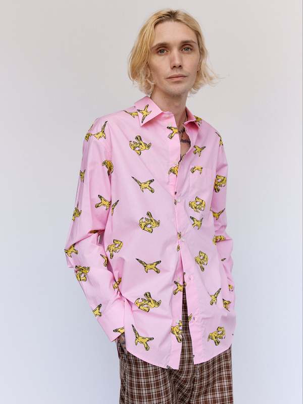 Marni Pink Gummy Poplin Cotton Ravens Shirt