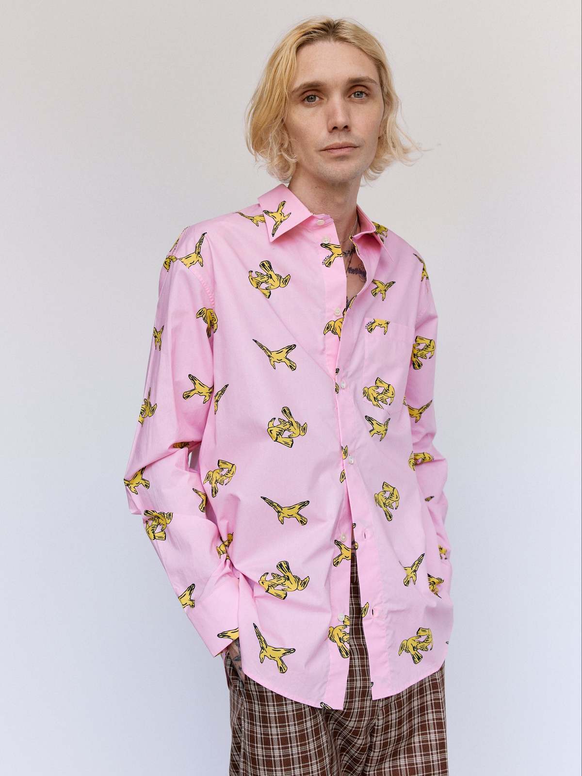 Marni Pink Gummy Poplin Cotton Ravens Shirt - Image 5 of 8