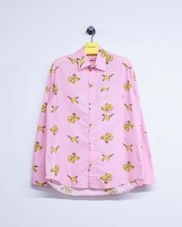 Marni Pink Gummy Poplin Cotton Ravens Shirt