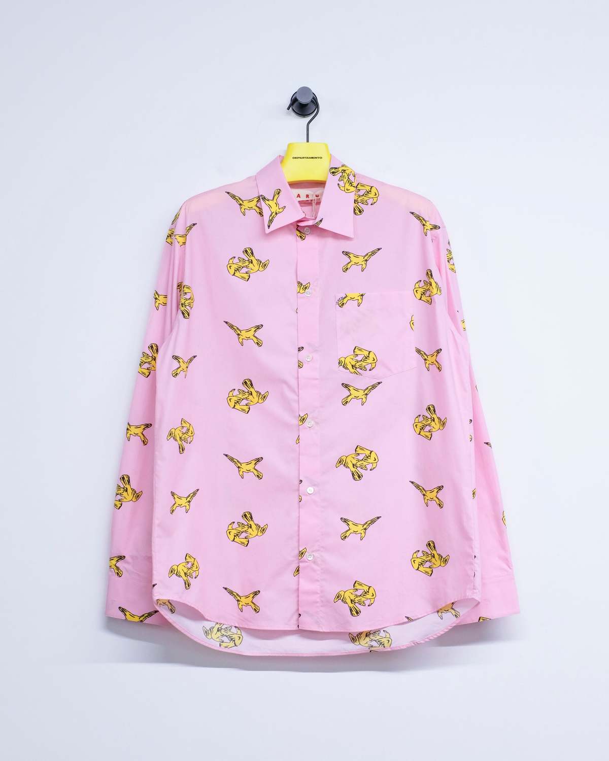 Marni Pink Gummy Poplin Cotton Ravens Shirt - Image 7 of 8