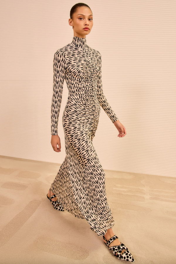 Ulla Johnson Ida Long Sleeve Ruched Turtleneck Dress