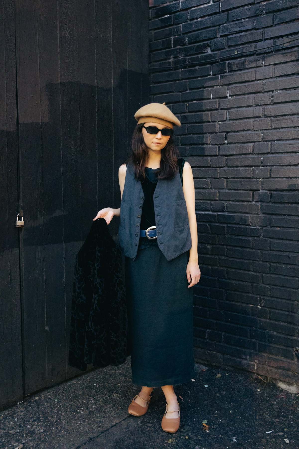 Vintage Overdyed Linen Midi Skirt - Image 1 of 1