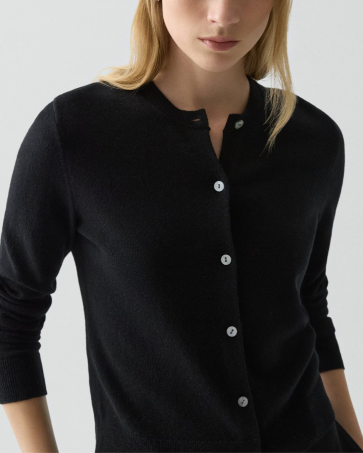 Theory Crewneck Cashmere Cardigan - Black - Image 3 of 5