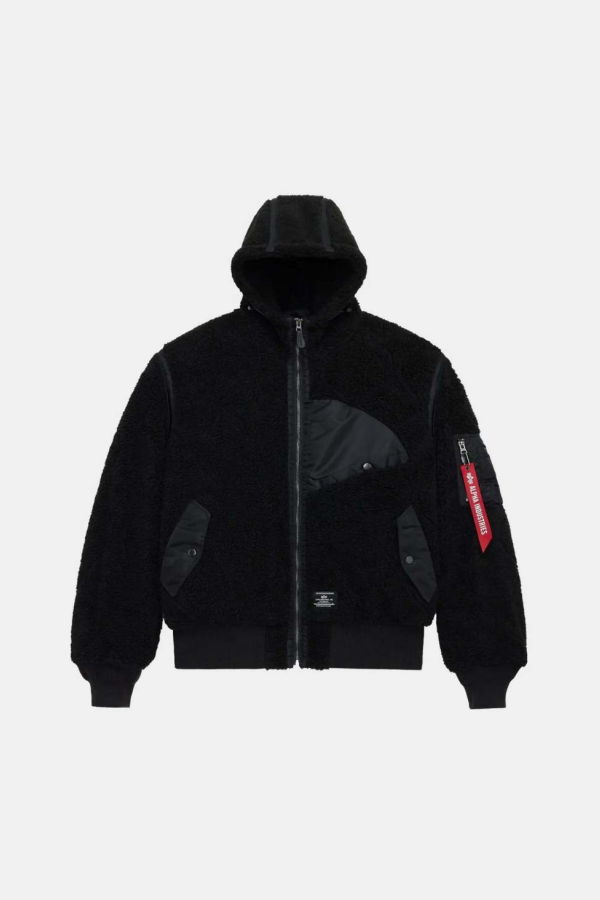 Alpha Industries Long-Sleeve Sherpa Onion-Quilted Jacket - Black