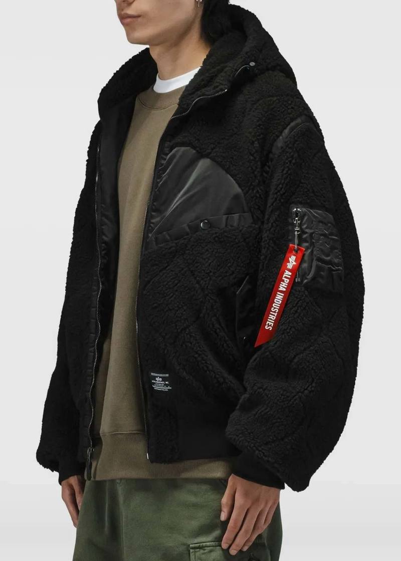 Alpha Industries Long-Sleeve Sherpa Onion-Quilted Jacket - Black