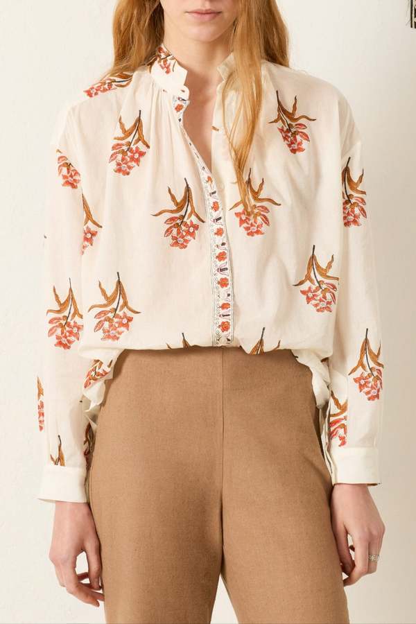 Alix Of Bohemia Kiki Persimmon Flower Shirt - Off White