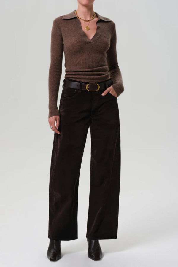 Citizens of Humanity Ayla Baggy Velvet Pant - Espresso