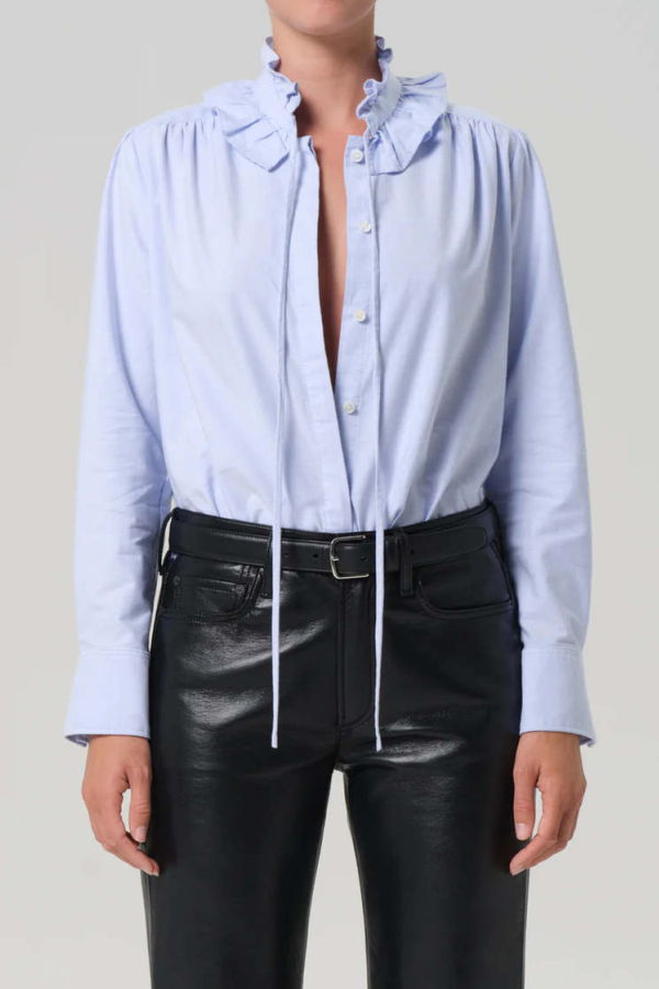 Citizens of Humanity Calista Frill Collar Shirt - Blue